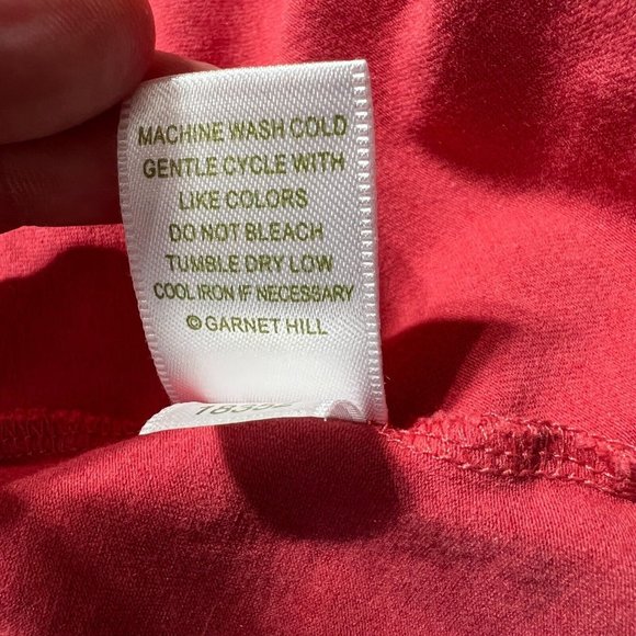 Garnet Hill Dress S Pink Coral Short Sleeve A-Line Knee Length Cotton Blend Knit - Picture 8 of 8